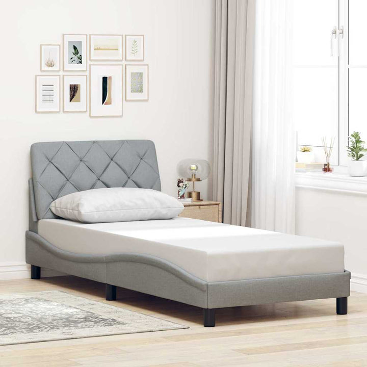Sengeramme uden madras Lysegrå 90x200 cm Stof