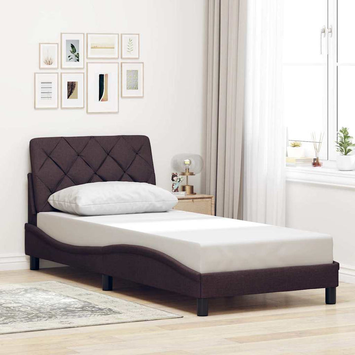 Sengeramme uden madras Mørkebrun 90x200 cm Stof