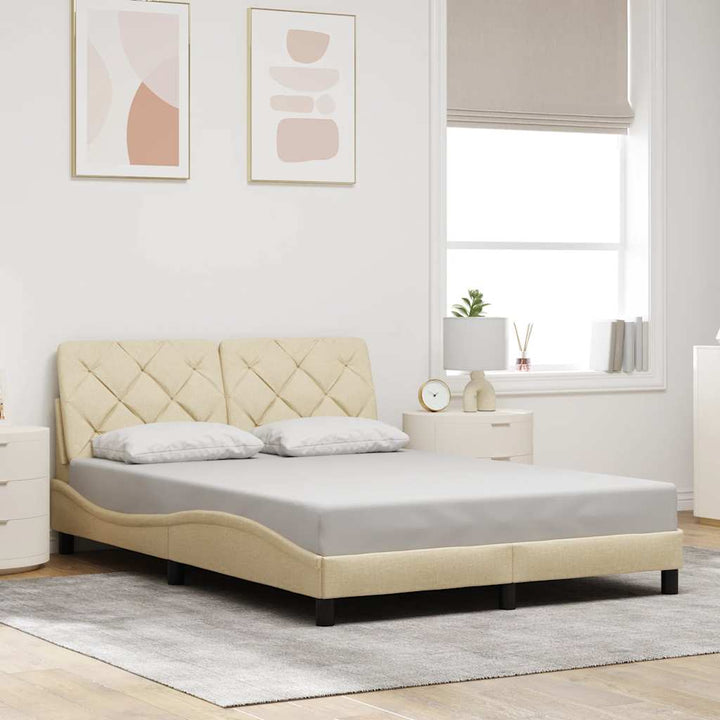 sengeramme uden madras 140x190 cm stof cremefarvet