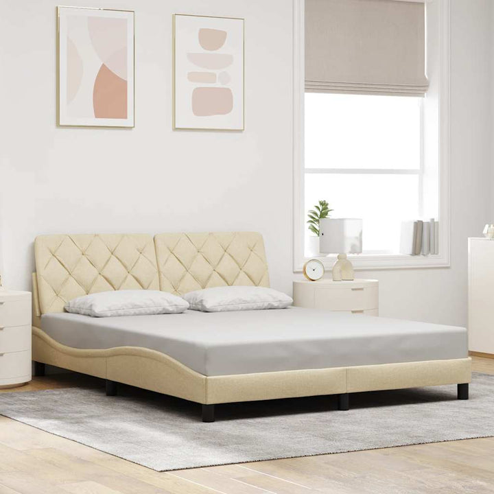 sengeramme uden madras 160x200 cm stof cremefarvet