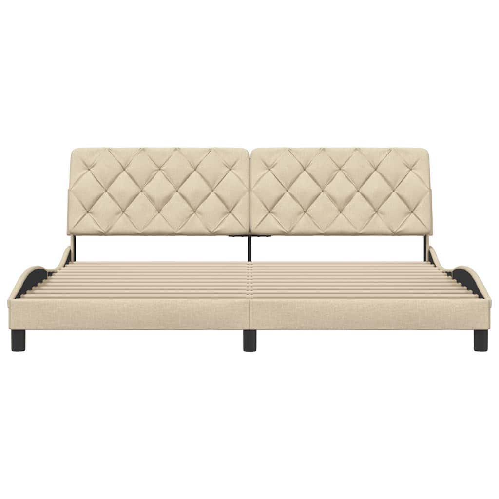 sengeramme uden madras 200x200 cm stof cremefarvet