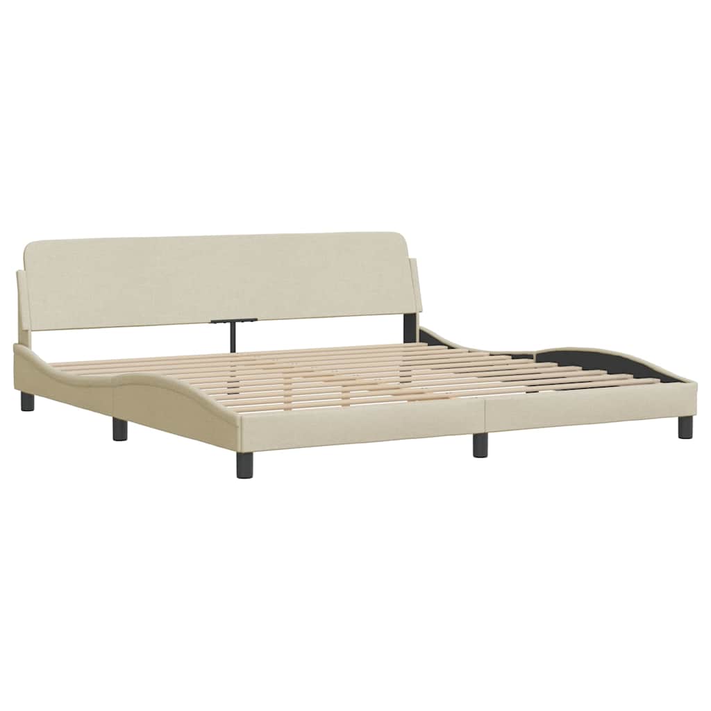 sengeramme uden madras 200x200 cm stof cremefarvet