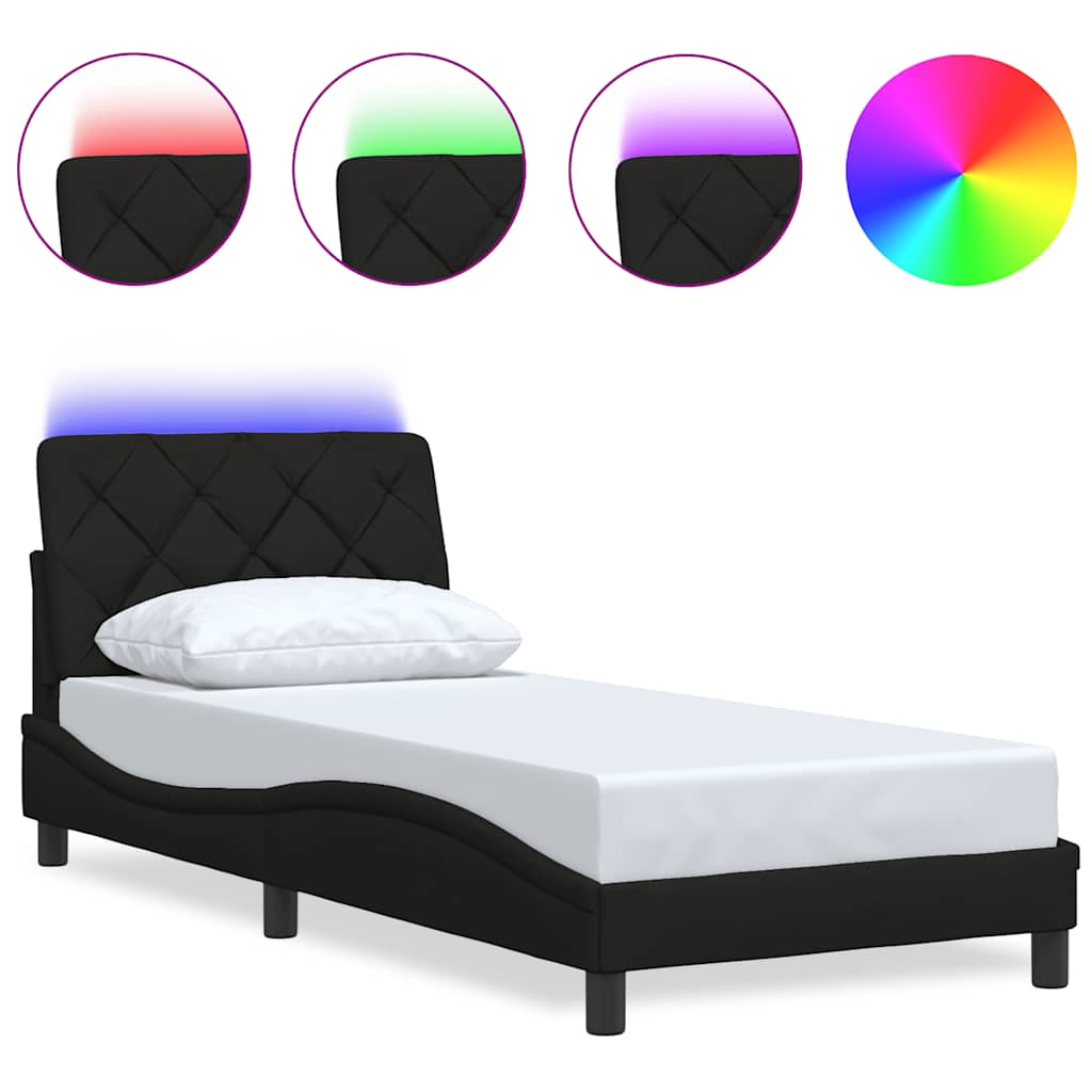 sengeramme med LED uden madras 80x200 cm stof sort