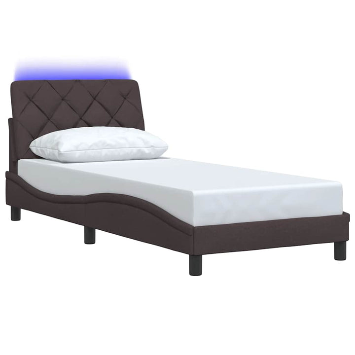 sengeramme med LED uden madras 80x200 cm stof mørkebrun