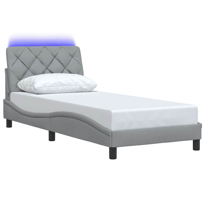Sengeramme med LED uden madras 90x190 cm Stof lysegrå