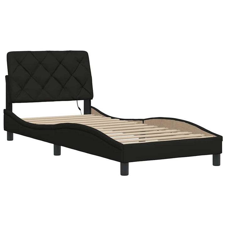sengeramme med LED uden madras 90x190 cm stof sort