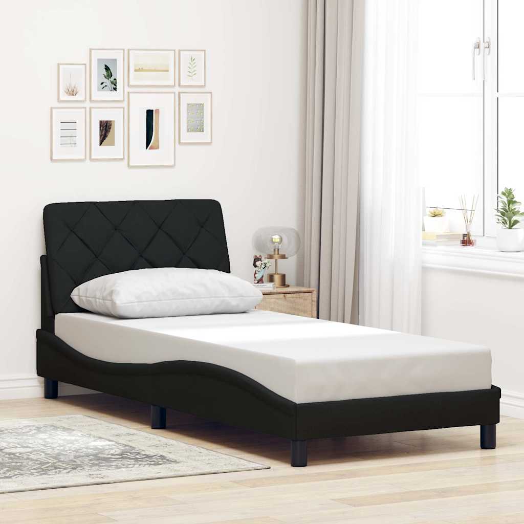 sengeramme med LED uden madras 90x200 cm stof sort