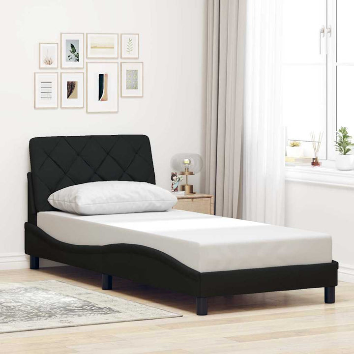sengeramme med LED uden madras 90x200 cm stof sort