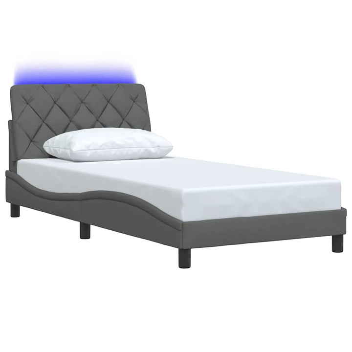 Sengeramme med LED uden madras 100x200 cm stof mørkegrå