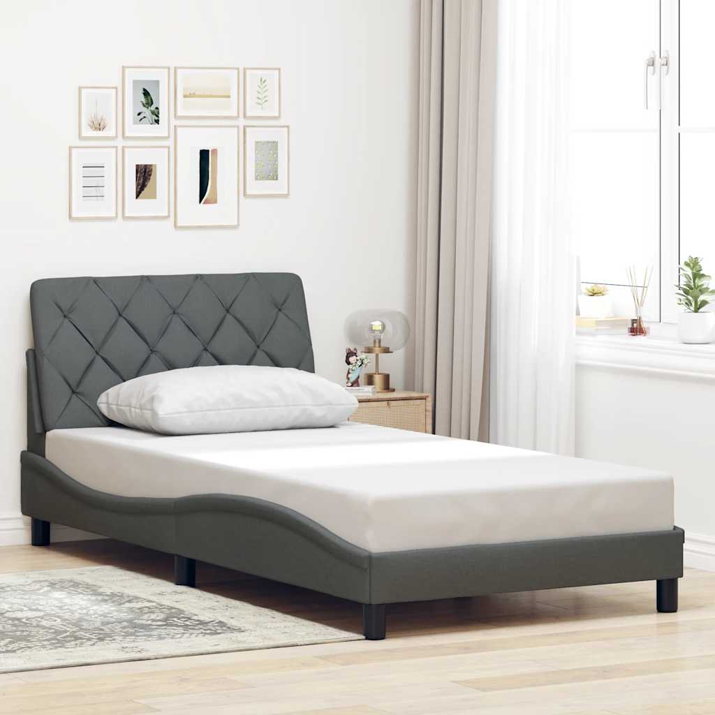 Sengeramme med LED uden madras 100x200 cm stof mørkegrå