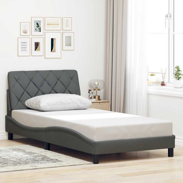Sengeramme med LED uden madras 100x200 cm stof mørkegrå