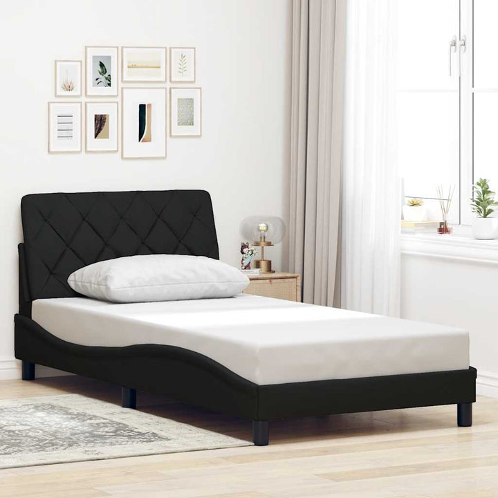 Sengeramme med LED uden madras 100x200 cm stof sort