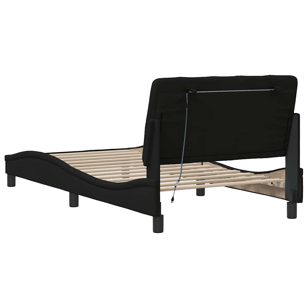 Sengeramme med LED uden madras 100x200 cm stof sort