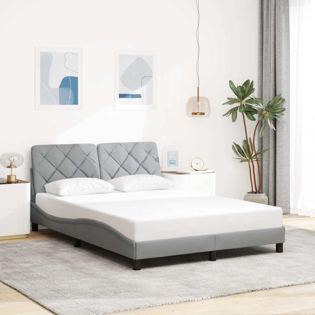Sengeramme med LED uden madras 120x200 cm stof lysegrå