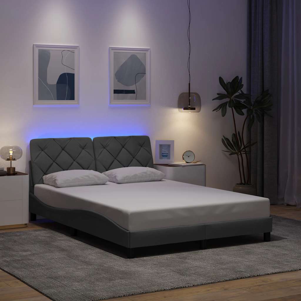 Sengeramme med LED uden madras 120x200 cm stof lysegrå
