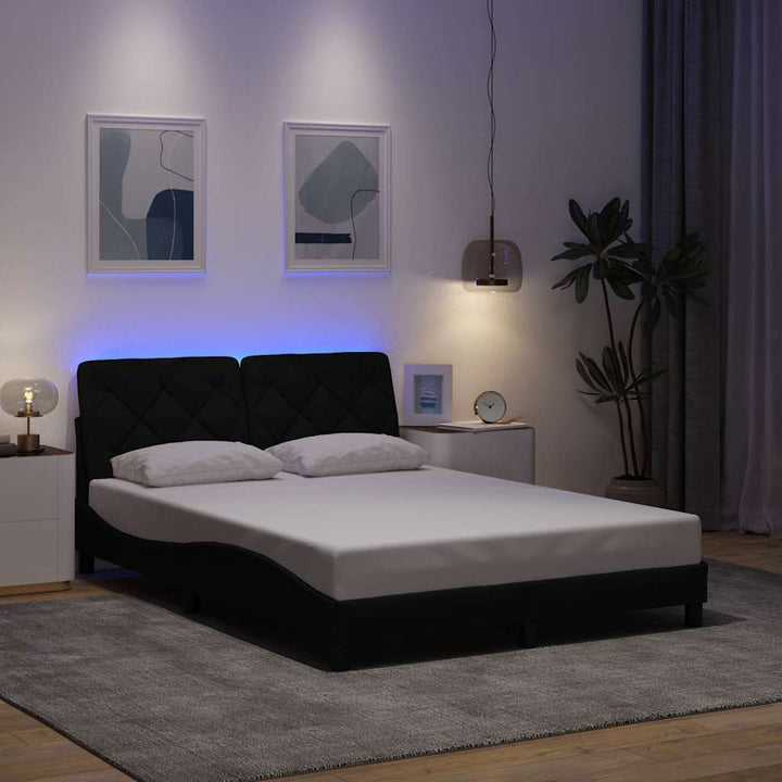 Sengeramme med LED uden madras 120x200 cm stof sort