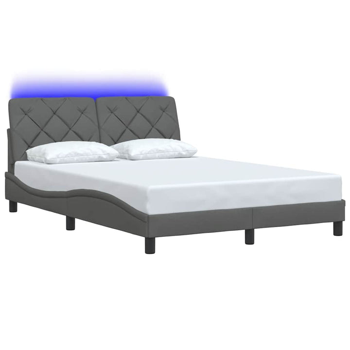 sengeramme med LED uden madras 140x190 cm stof mørkegrå