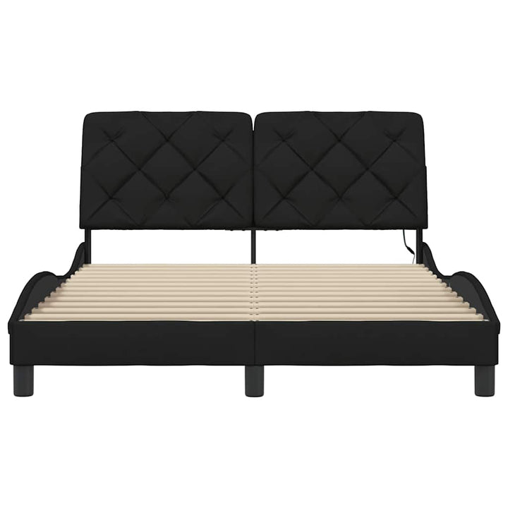 sengeramme med LED uden madras 140x190 cm stof sort
