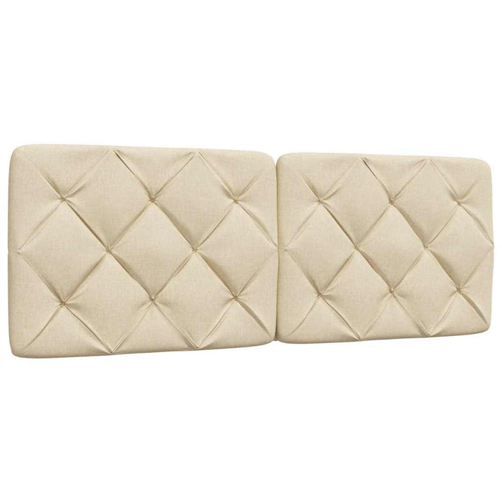 sengeramme med LED uden madras 140x190 cm stof cremefarvet