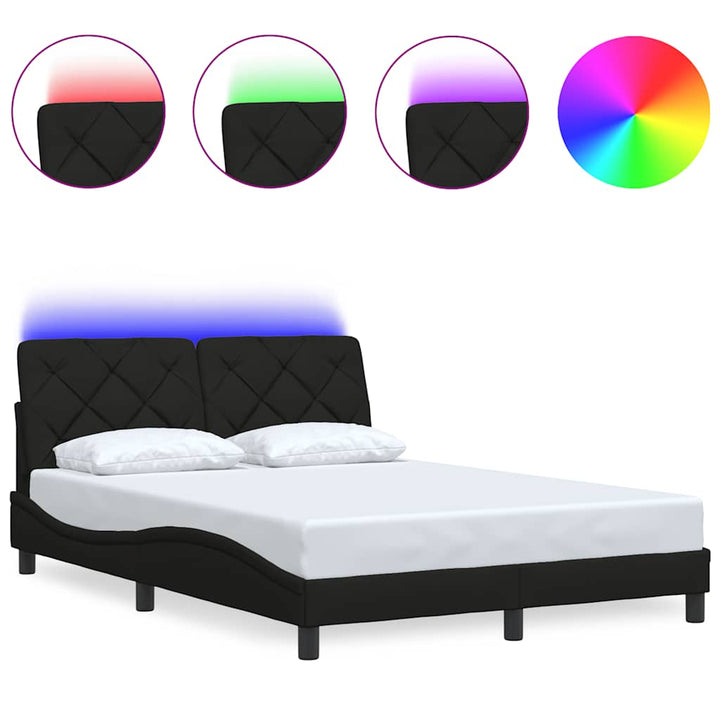 sengeramme med LED uden madras 140x200 cm stof sort