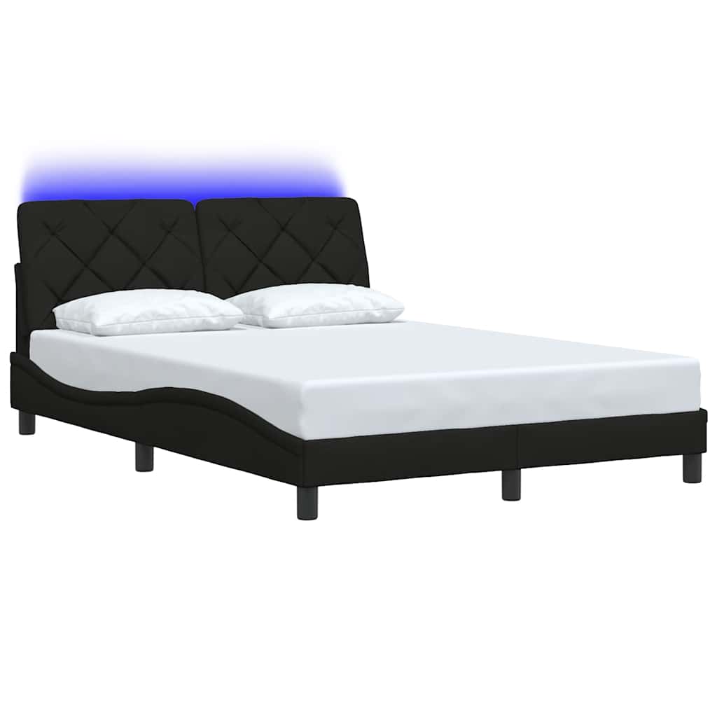 sengeramme med LED uden madras 140x200 cm stof sort