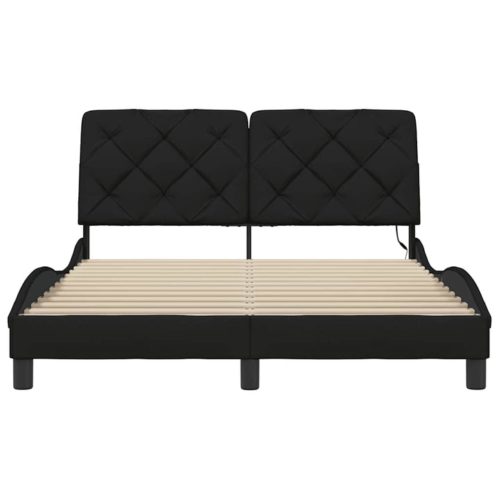 sengeramme med LED uden madras 140x200 cm stof sort