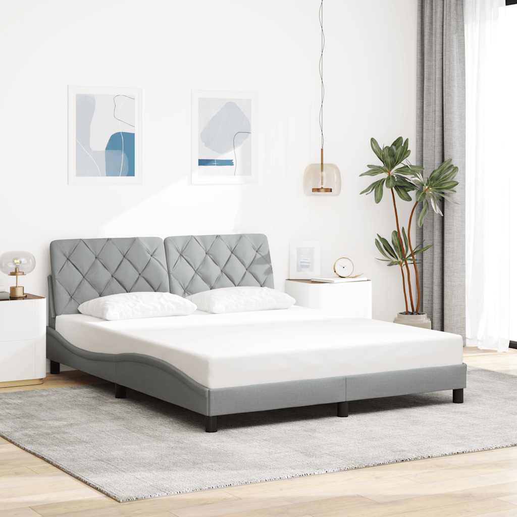 sengeramme med LED uden madras 160x200 cm stof lysegrå