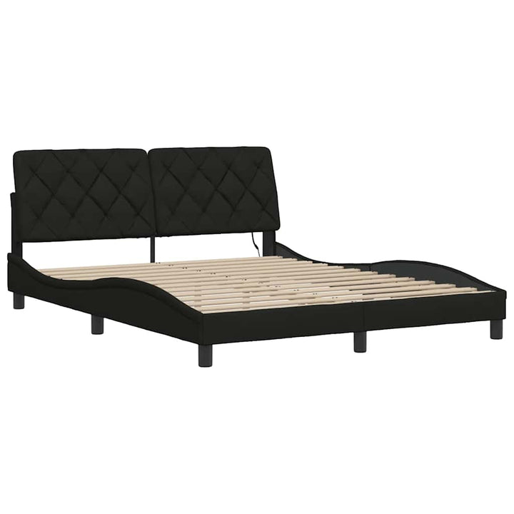 sengeramme med LED uden madras 160x200 cm stof sort