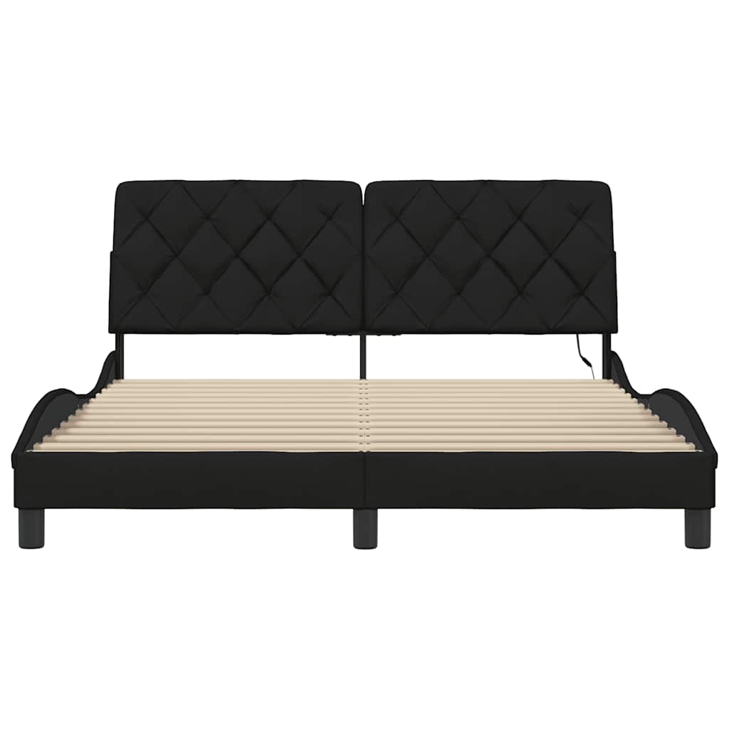 sengeramme med LED uden madras 160x200 cm stof sort