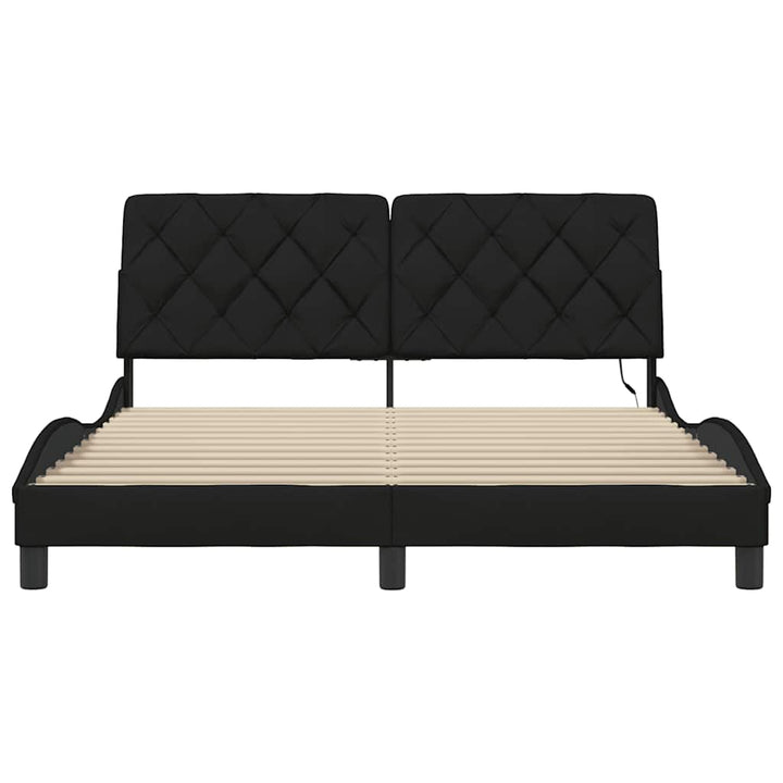 sengeramme med LED uden madras 160x200 cm stof sort