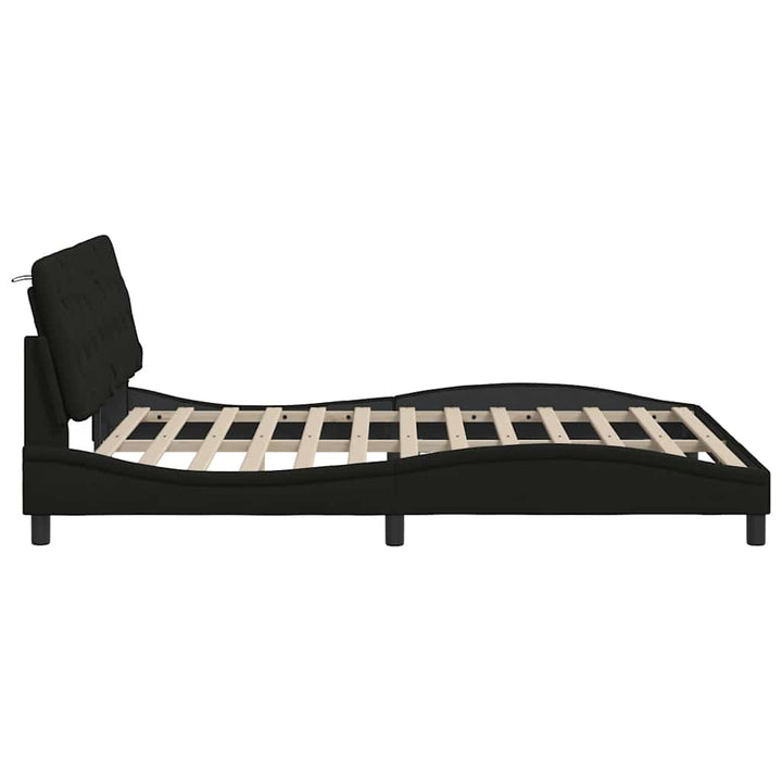 sengeramme med LED uden madras 160x200 cm stof sort