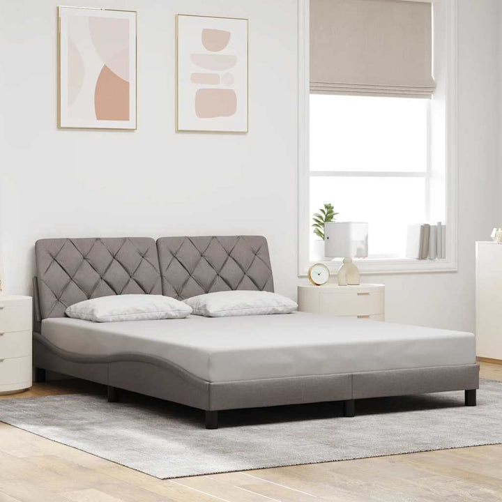 sengeramme med LED uden madras 160x200 cm stof gråbrun