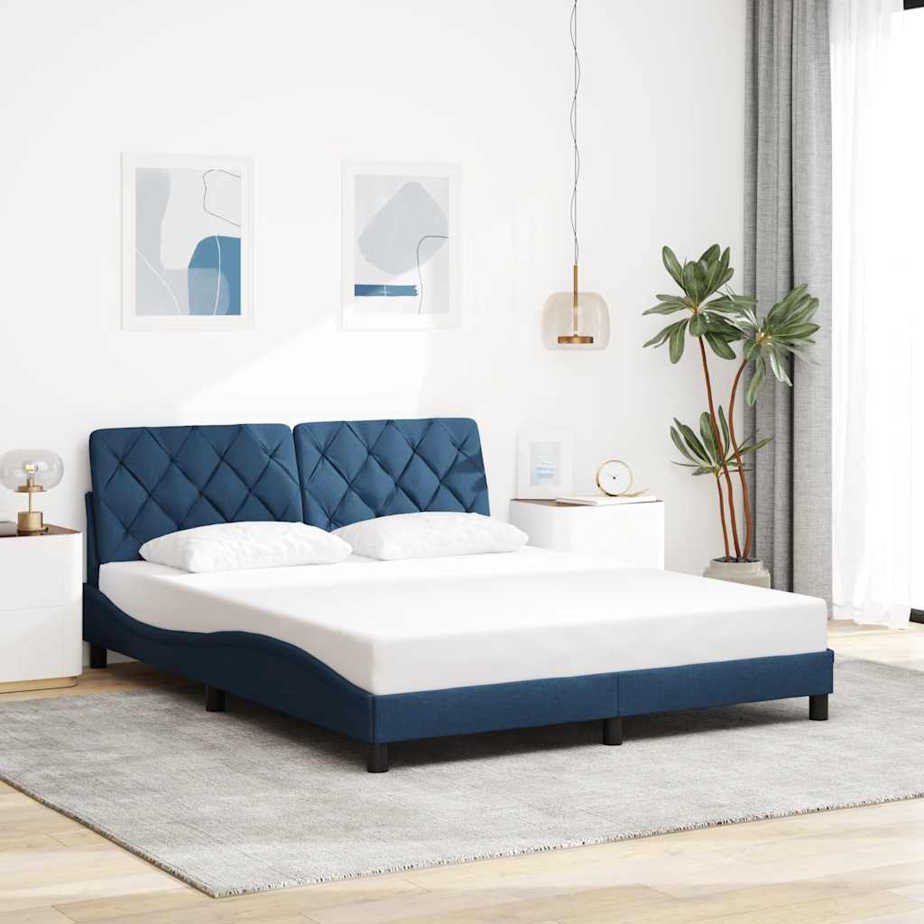 sengeramme med LED uden madras 160x200 cm stof blå