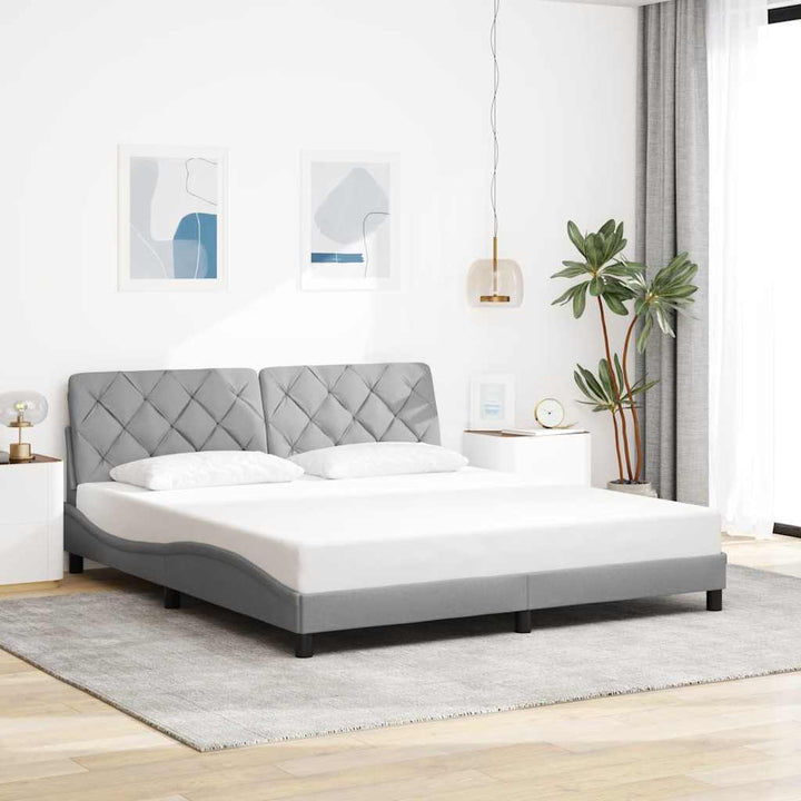 sengeramme med LED uden madras 180x200 cm stof grå