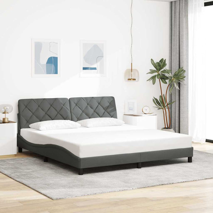 sengeramme med LED uden madras 180x200 cm stof mørkegrå