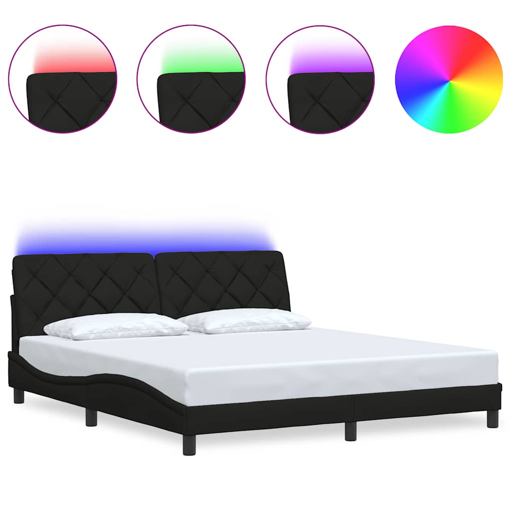 sengeramme med LED uden madras 180x200 cm stof sort