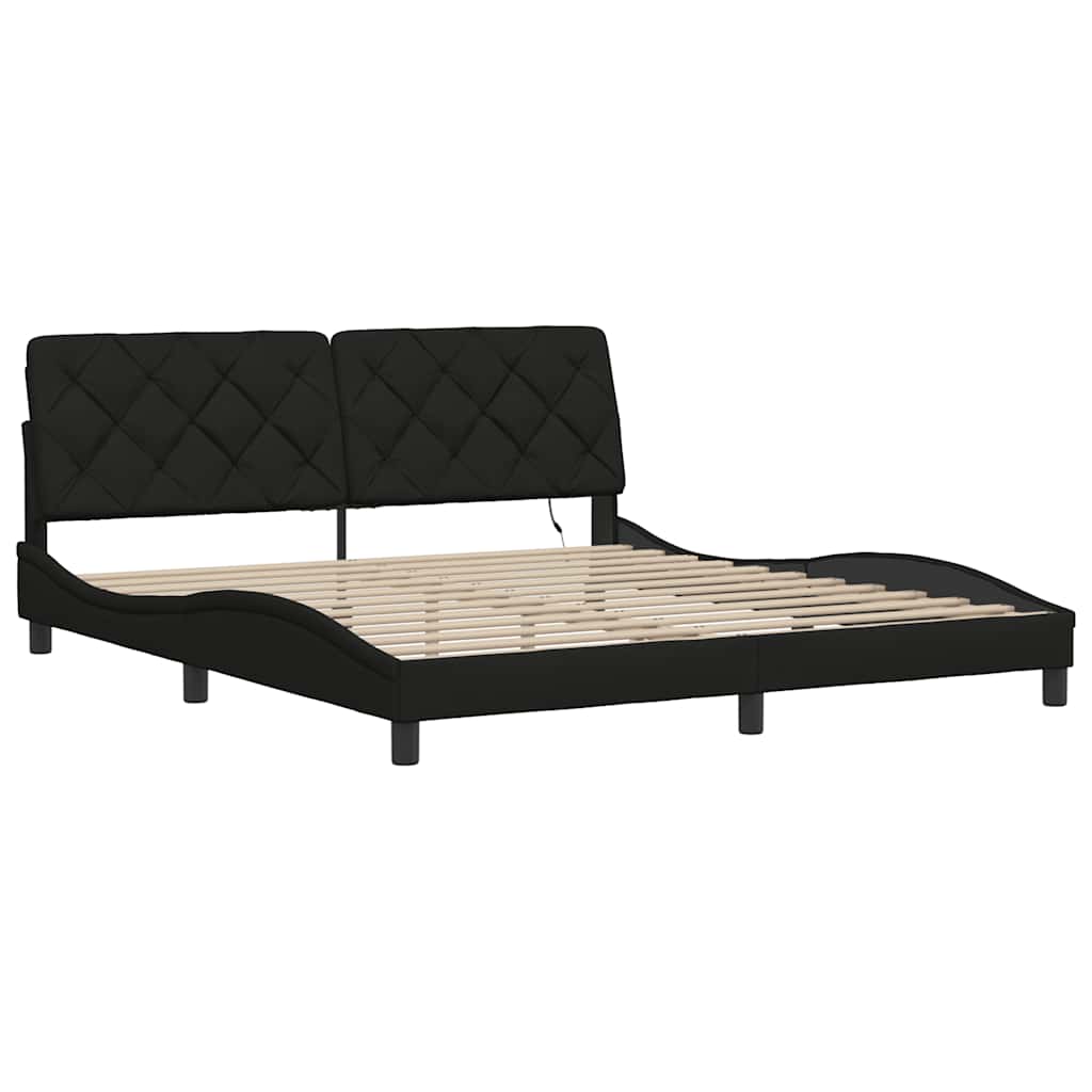 sengeramme med LED uden madras 180x200 cm stof sort