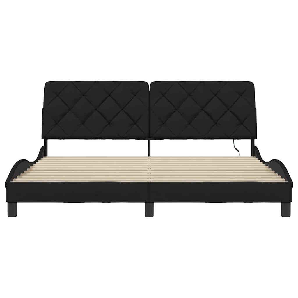 sengeramme med LED uden madras 180x200 cm stof sort