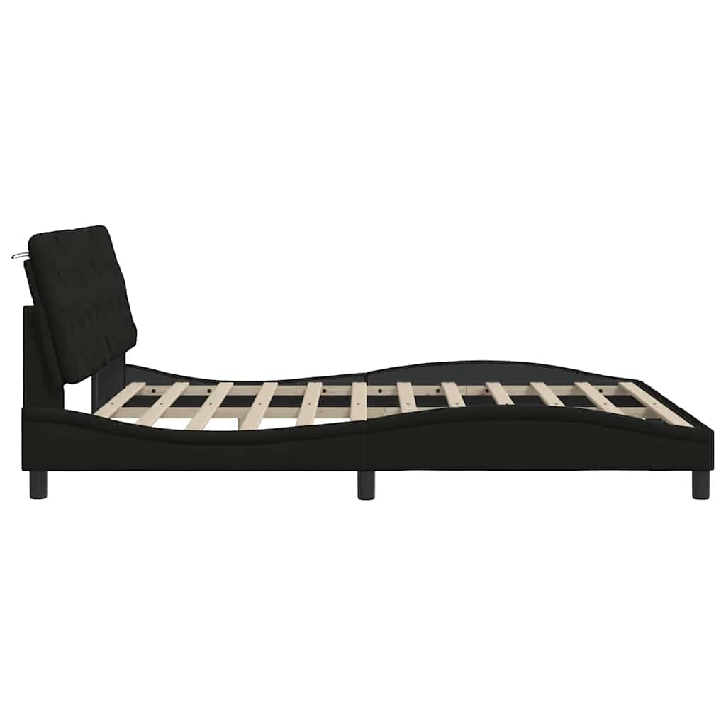 sengeramme med LED uden madras 180x200 cm stof sort