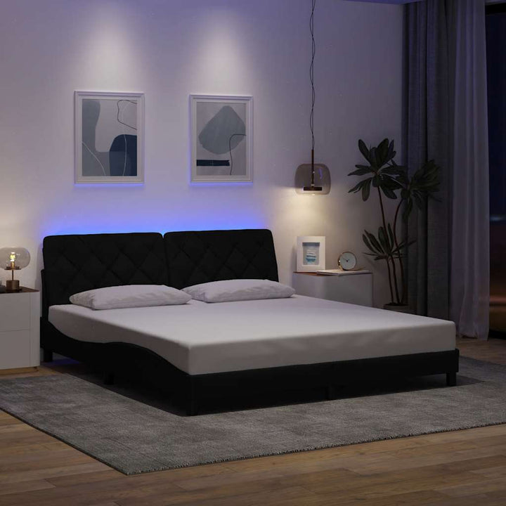 sengeramme med LED uden madras 180x200 cm stof sort