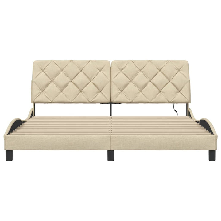 sengeramme med LED uden madras 180x200 cm stof cremefarvet