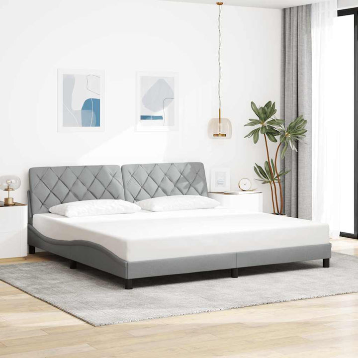 sengeramme med LED uden madras 200x200 cm stof lysegrå