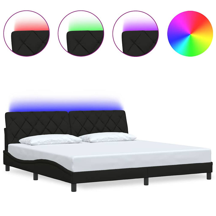 sengeramme med LED uden madras 200x200 cm stof sort