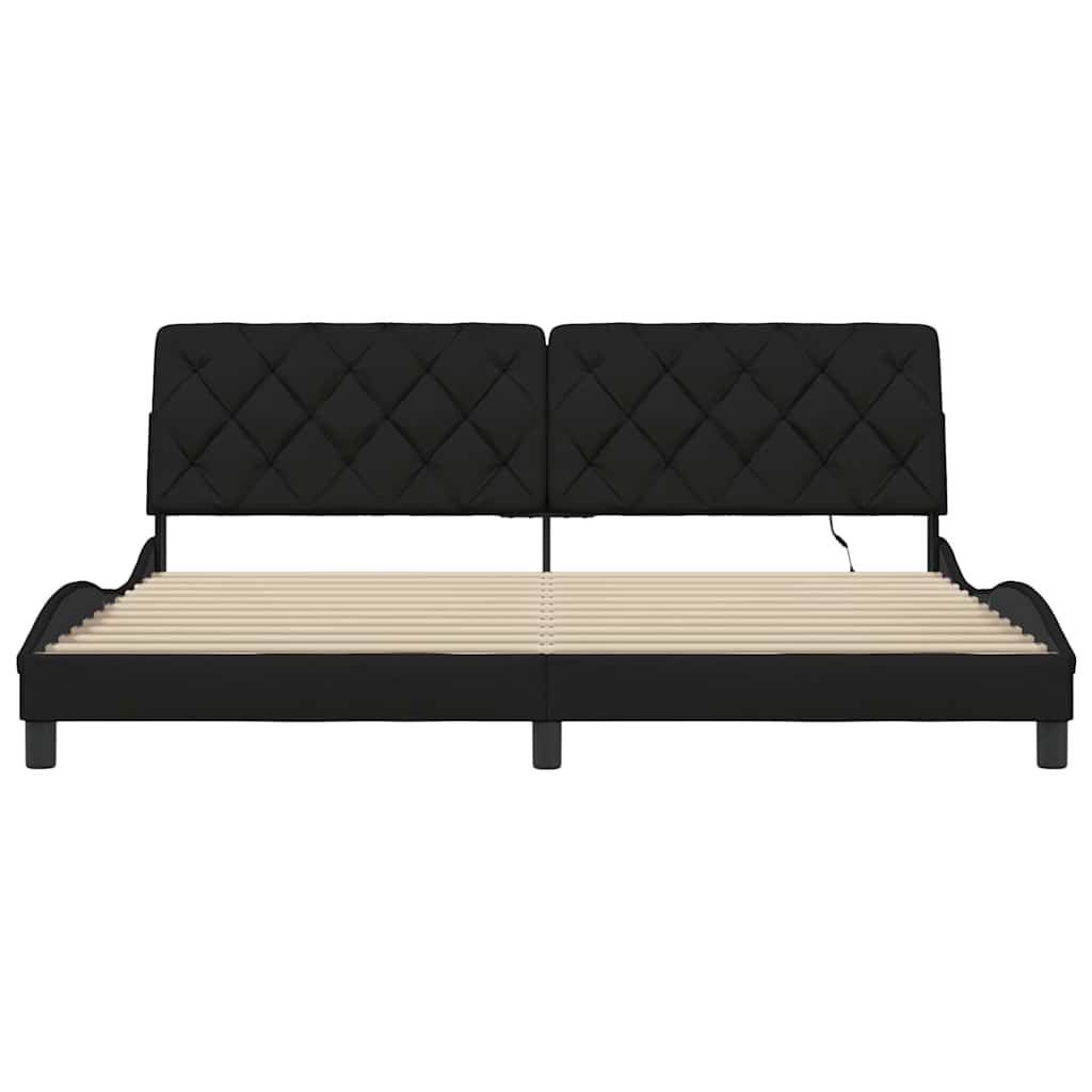 sengeramme med LED uden madras 200x200 cm stof sort