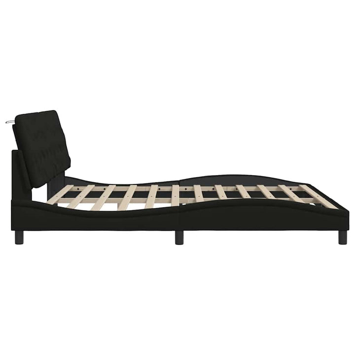 sengeramme med LED uden madras 200x200 cm stof sort