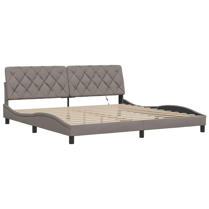 sengeramme med LED uden madras 200x200 cm stof gråbrun