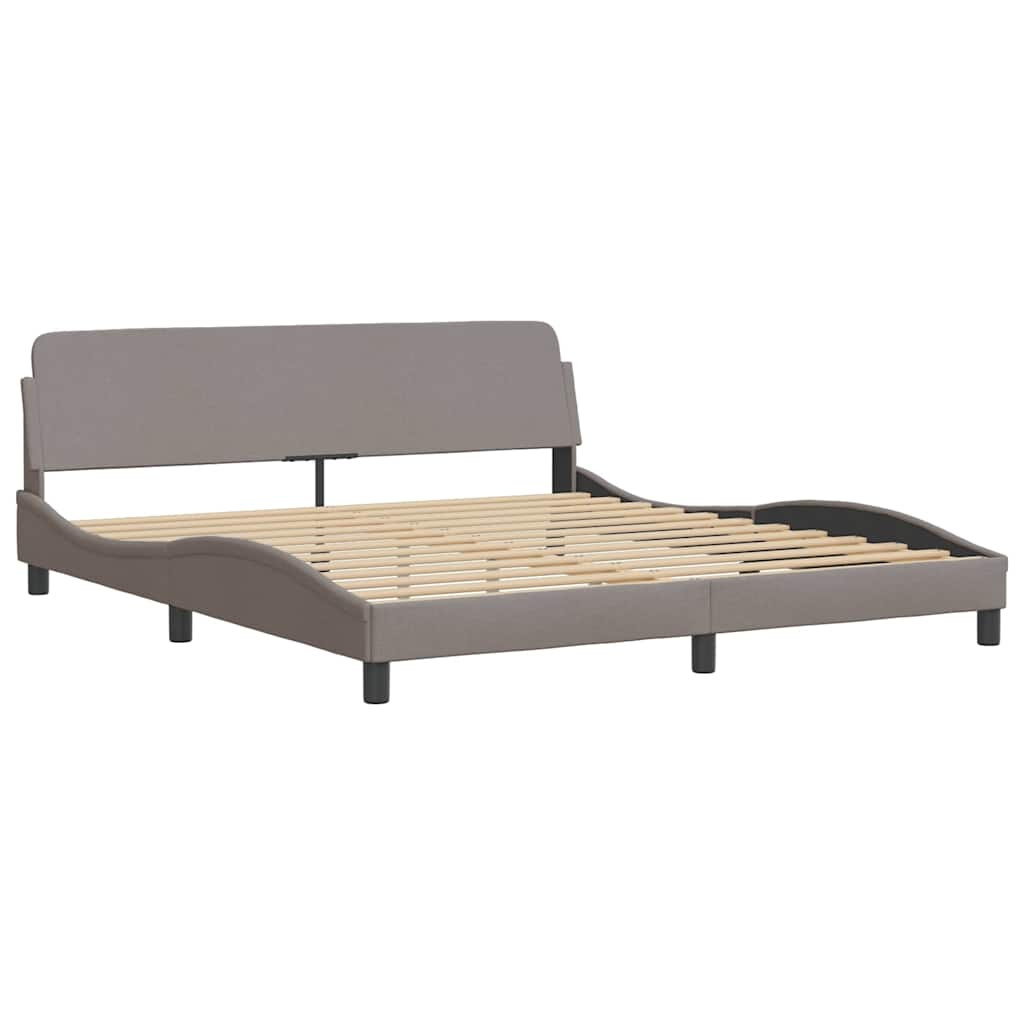 sengeramme med LED uden madras 200x200 cm stof gråbrun