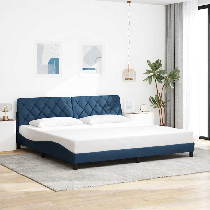 sengeramme med LED uden madras 200x200 cm stof blå
