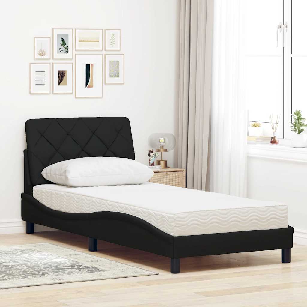 seng med madras 80x200 cm stof sort