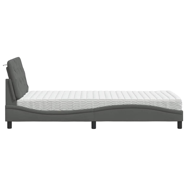 seng med madras 90x190 cm stof mørkegrå